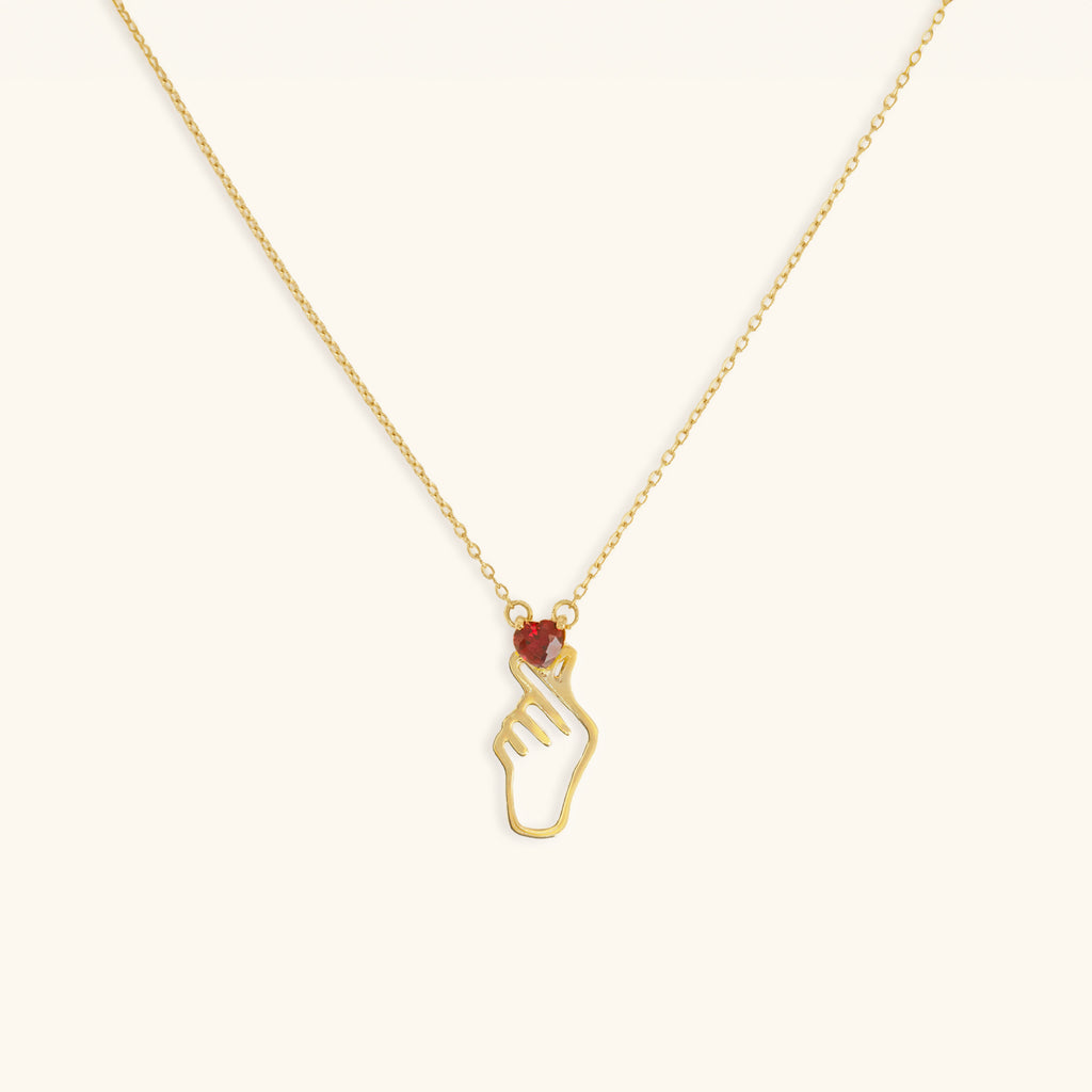 The Ruby Finger Heart Necklace