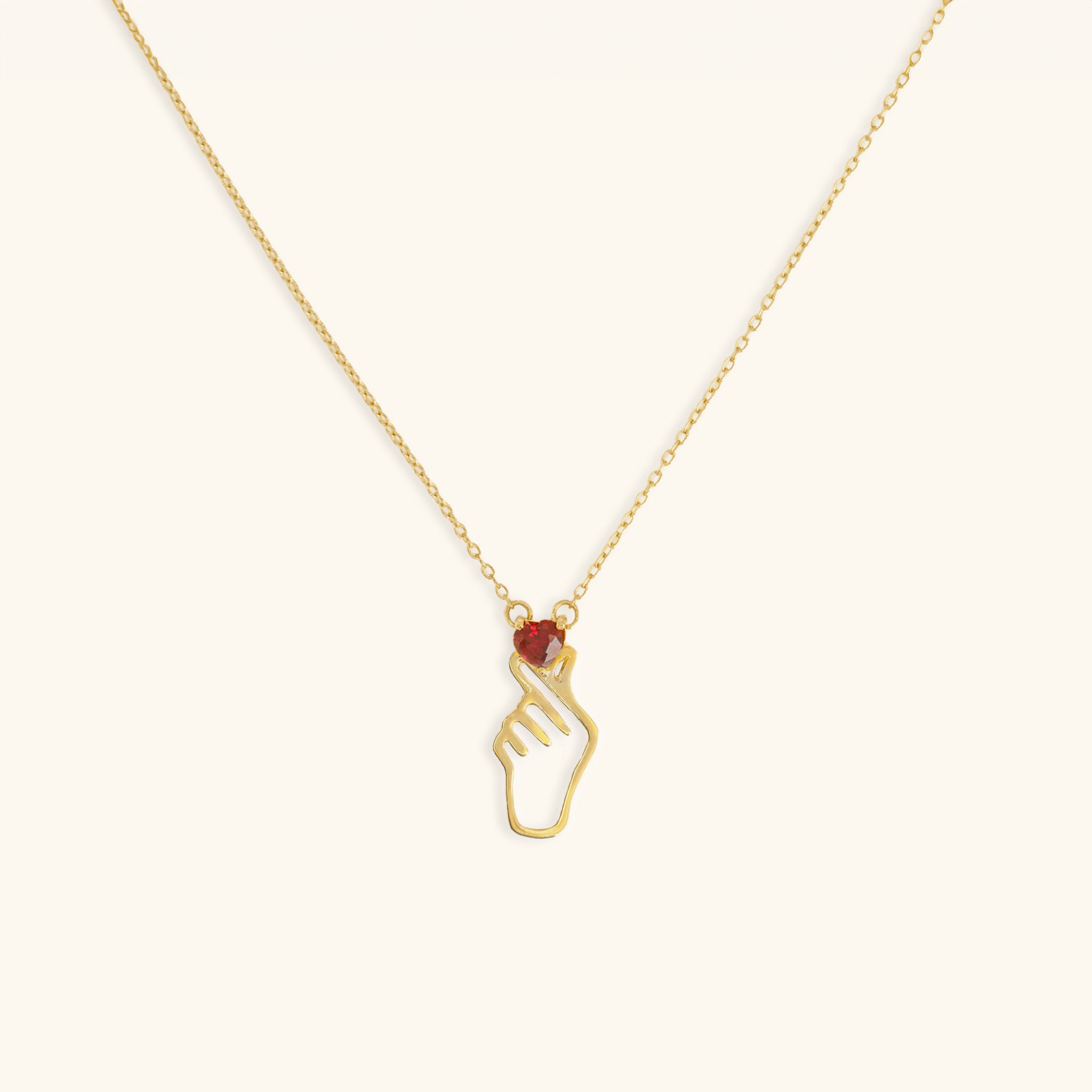 The Ruby Finger Heart Necklace