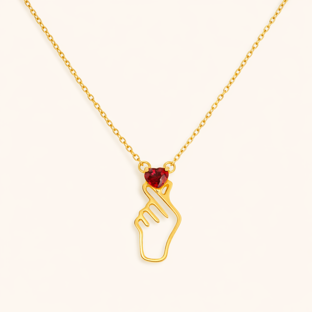 The Ruby Finger Heart Necklace