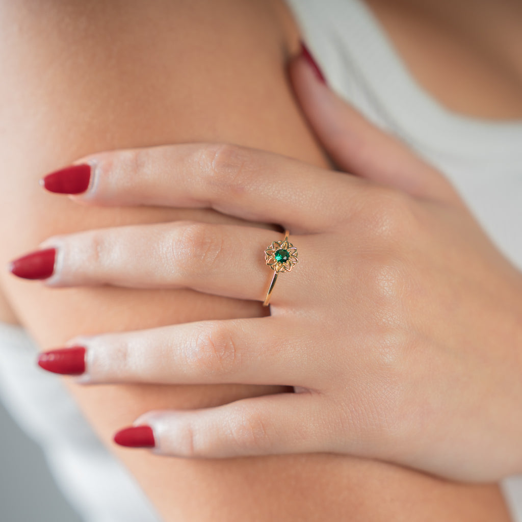 The Dahlia Emerald Ring