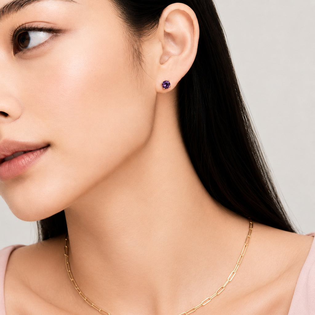 The Amethyst Gemstone Studs