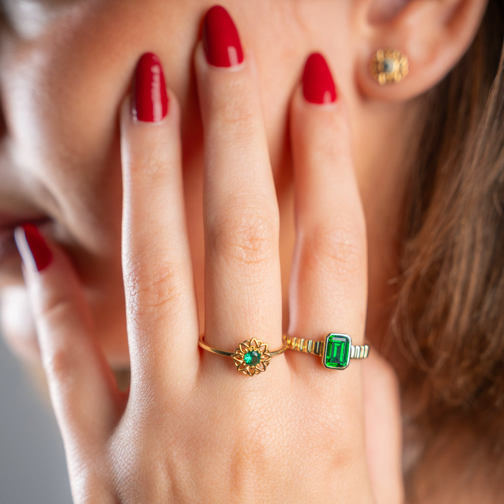 The Dahlia Emerald Ring
