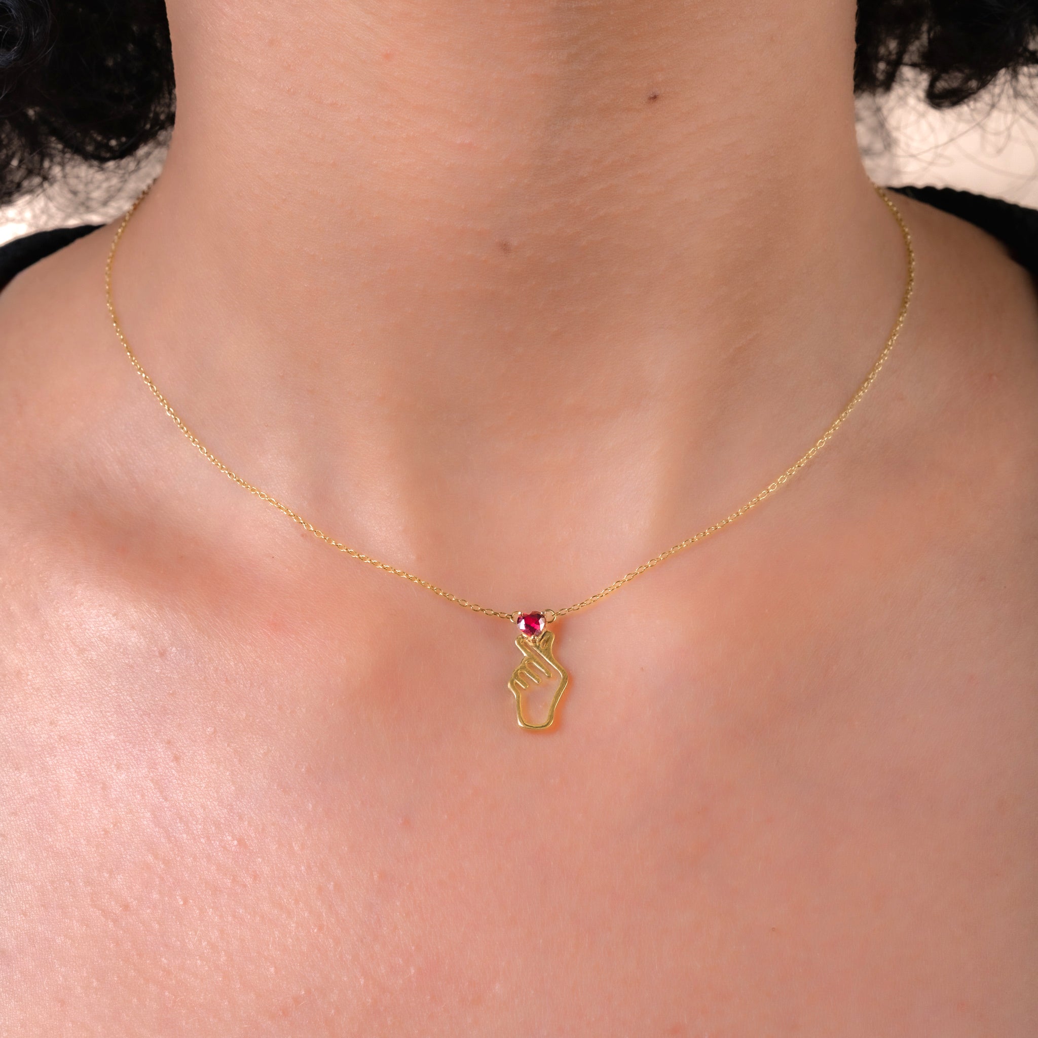 The Ruby Finger Heart Necklace